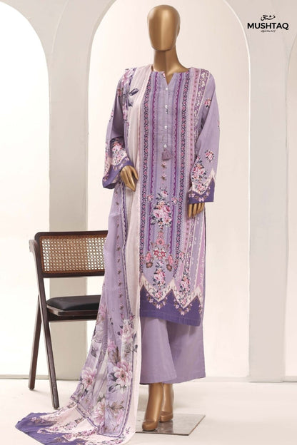 Mushtaq 3Pcs Stitched Printed Lawn Sadabahar Collection Desgin - 8
