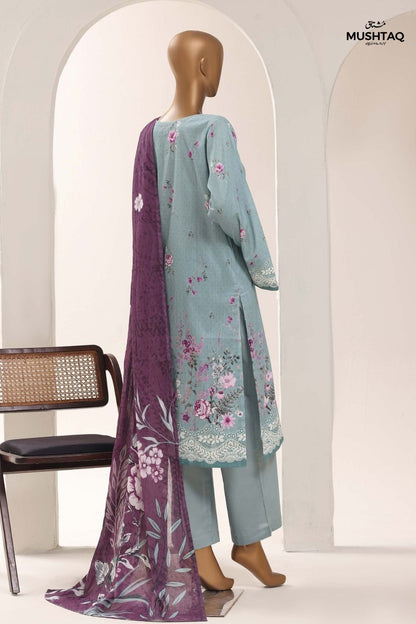 Mushtaq 3Pcs Stitched Printed Lawn Sadabahar Collection Desgin - 9
