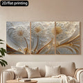 Luxury 3-Piece Floral Wall Frame Set – Gold & Pearl Dandelion Art on Textured Background 8 X 11