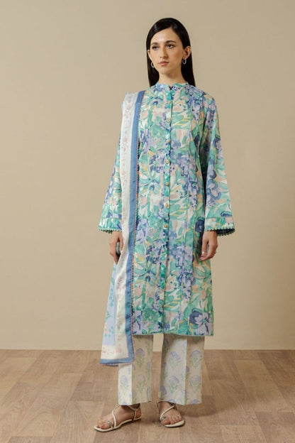 Zara Shahjahan 3 Pc Unstitched  Printed Lawn Suit Elaris-6B