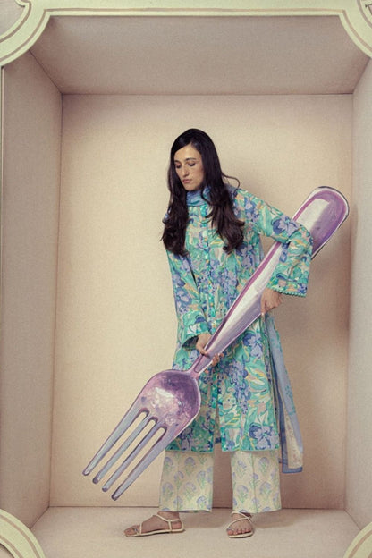 Zara Shahjahan 3 Pc Unstitched  Printed Lawn Suit Elaris-6B