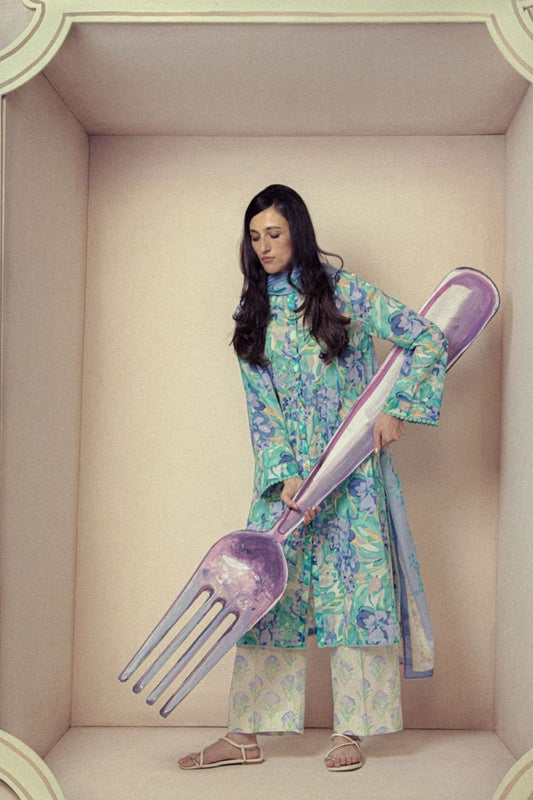 Zara Shahjahan 3 Pc Unstitched  Printed Lawn Suit Elaris-6B