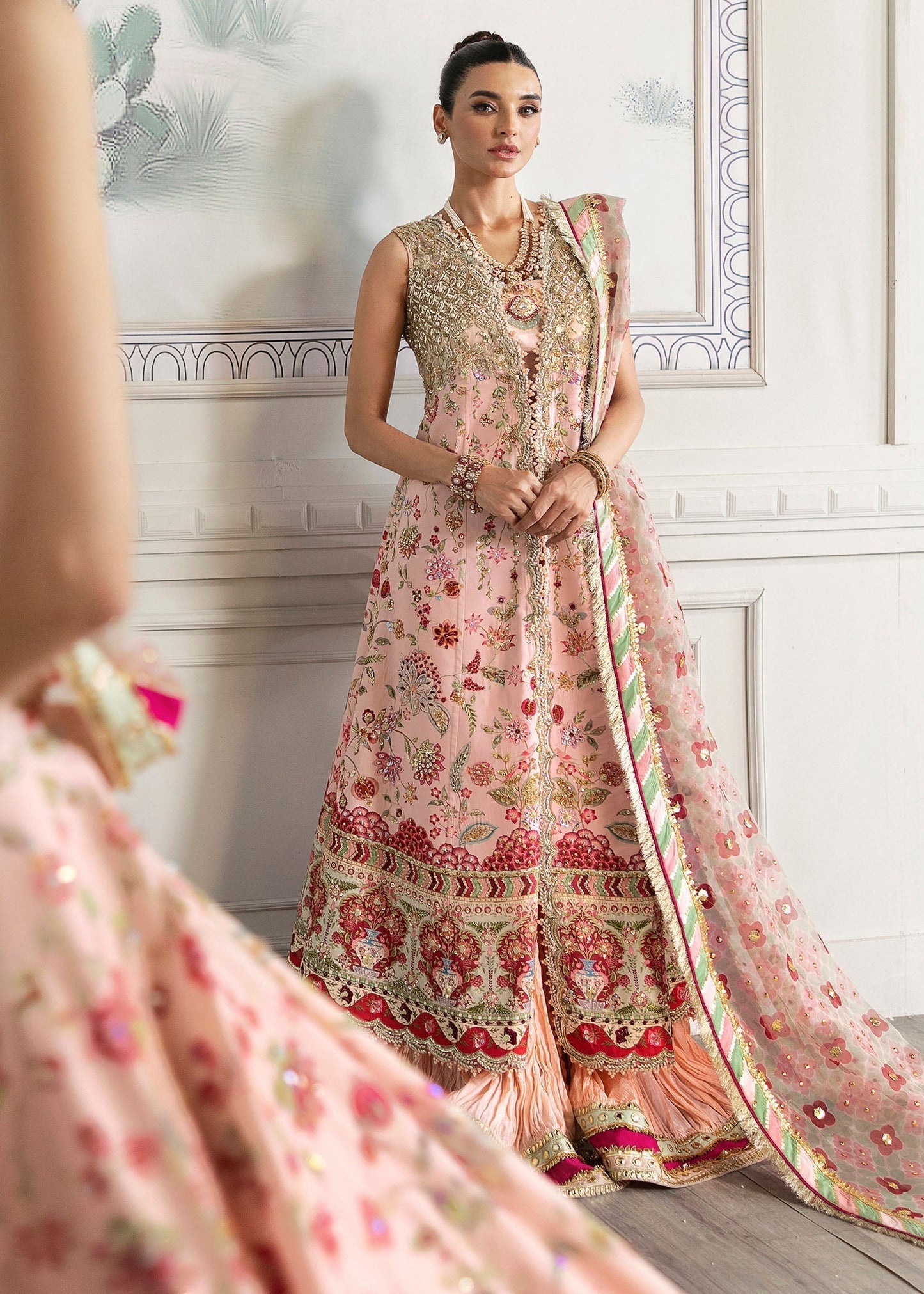 Crystal Chinoiserie | Rose Pink 4-Piece Unstitched Suit | CRYSTAL-CHINOISERIE