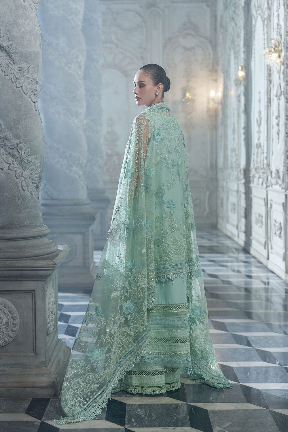 Design 4B | Embroidered Lawn Unstitched Suit with Net Dupatta