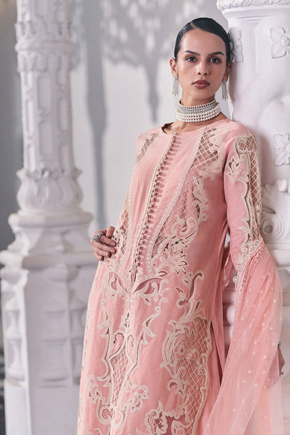 Design 5B | Laser Embroidered Lawn Unstitched Suit with Net Dupatta