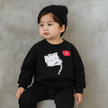 Black Cat Printed Kids Tracksuit | Winter Fleece Sweatshirt & Trouser Set for Boys & Girls – Warm, Cozy & Stylish Outfit small