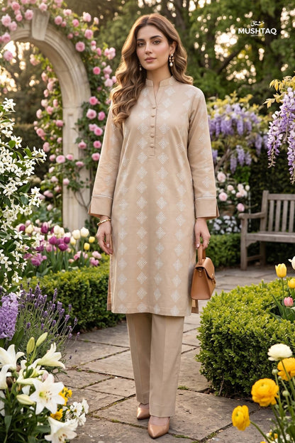 Mushtaq 2Pcs Stitched Printed Lawn Suit Zarnish Collection Desgin - 3