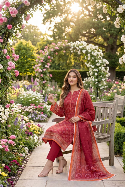 Mushtaq 3Pcs Unstitched Printed Lawn Alizy Collection Desgin - 8