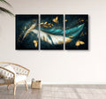 Set Of 3 Feather Art Wooden Frames For Wall Decoration Sticky Photo Tiles With Double Tape 8x11 Inches