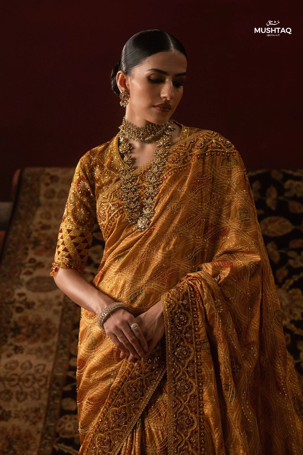 Sari Edit | Embroidered Tussar Silk Saree with Organza Border | A2504