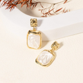 Elegant Korean Gold Foil Earrings with White Stone – Silver (PXT-115)