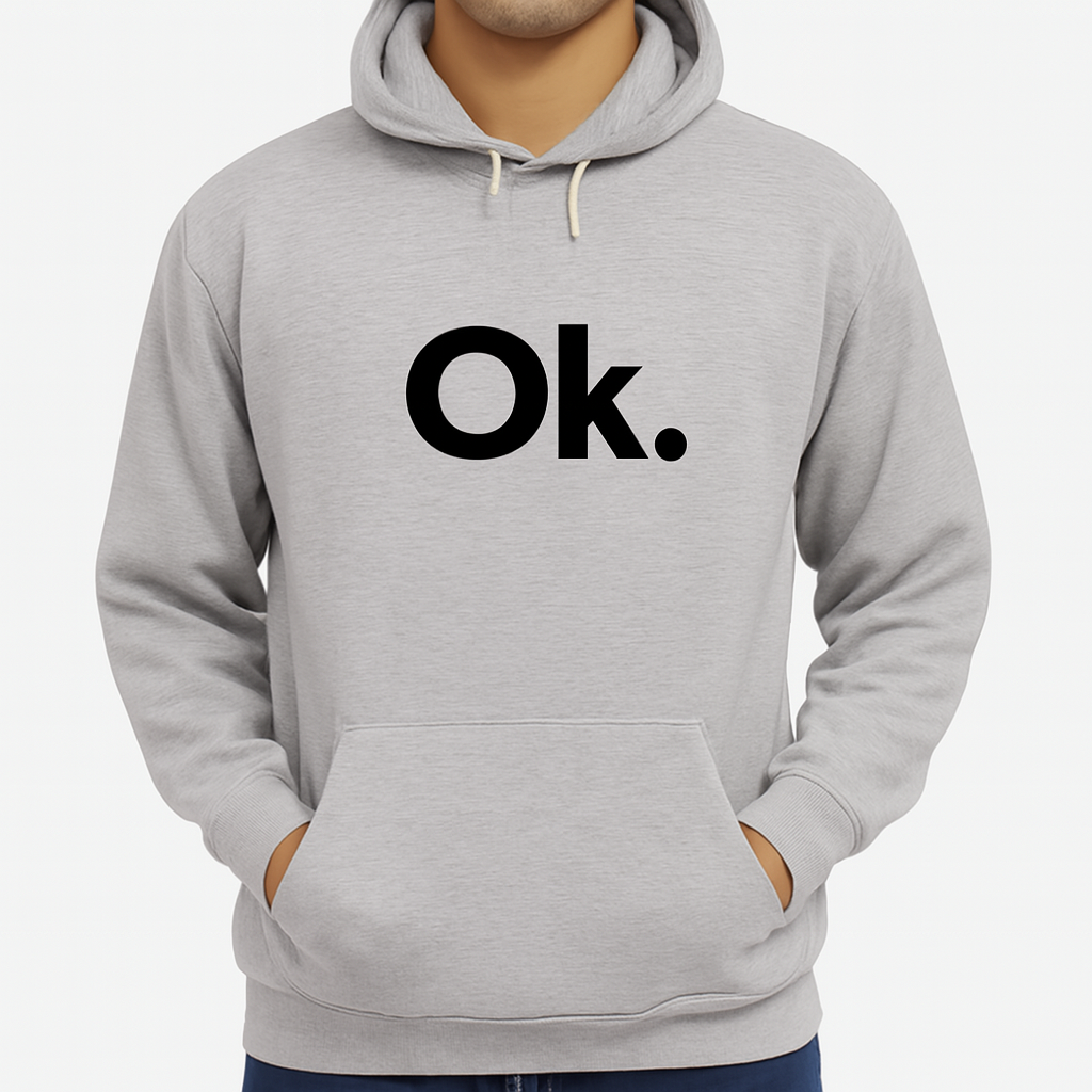 New Summer Collection Full Grey Hoodie OK Printed For Girls And Boys (Medium)
