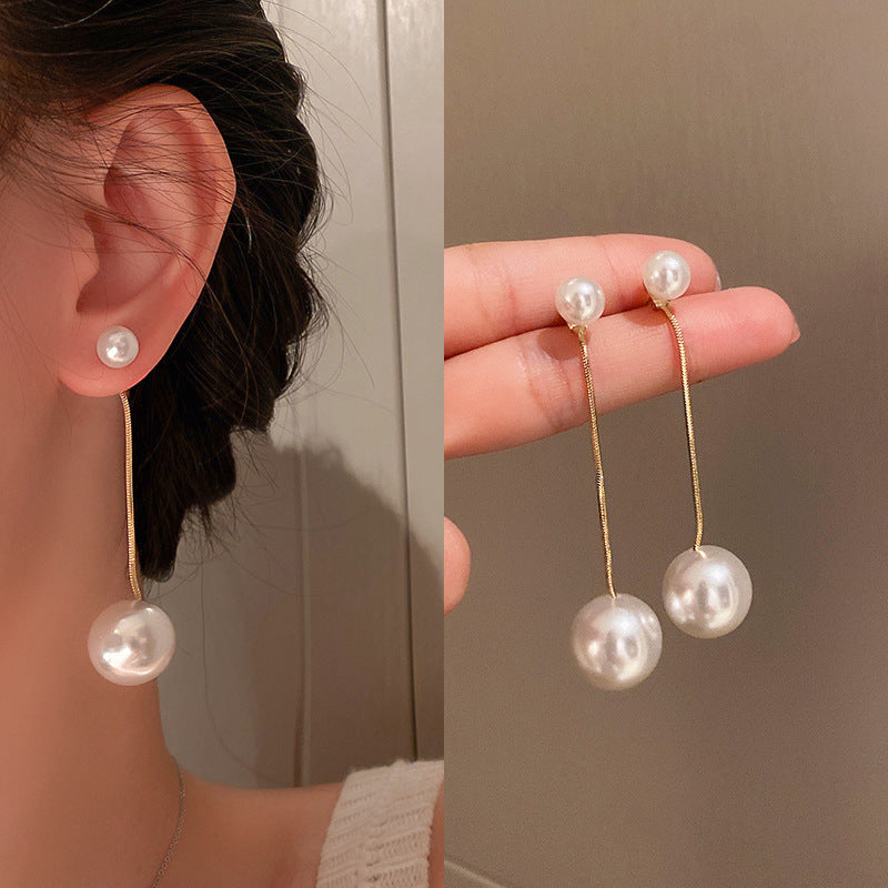 AWJ-157 Elegant Pearl Hanging Korean Earrings – Stylish, Lightweight & Trendy Fashion Jewelry for Women  silver