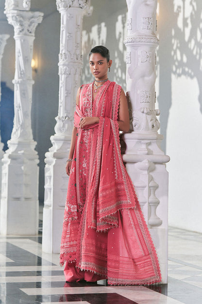 Design 8B | Embroidered Lawn Unstitched Suit with Chiffon Dupatta