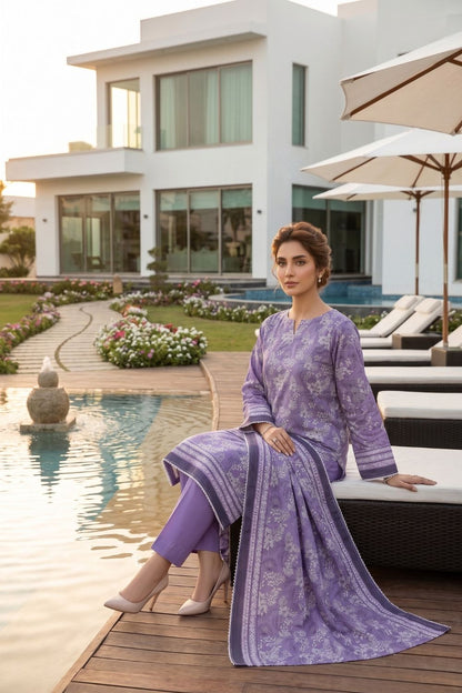 Mushtaq 3Pcs Unstitched Printed Lawn Naaz Collection Desgin - 3