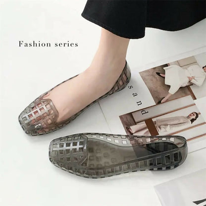 Transparent Crystal Jelly Flats – imported korean Summer Shoes for women