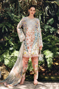 MPT-2910-B | White & Peach Printed Lawn Unstitched Suit with Embroidered Details