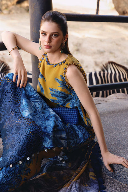 MPT-2911-A | Mustard Printed Lawn Unstitched Suit with Embroidered Patti