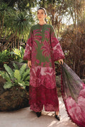 MPT-2911-B | Green Printed Lawn Unstitched Suit with Embroidered Patti