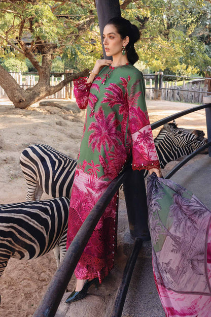 MPT-2911-B | Green Printed Lawn Unstitched Suit with Embroidered Patti
