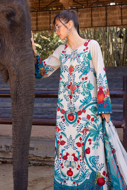 MPT-2912-A | Off-White Printed Lawn Unstitched Suit with Embroidered Tassel Detail