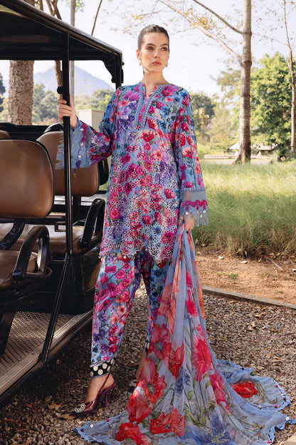 MPT-2902-B | Blue Embroidered Printed Lawn Unstitched Suit