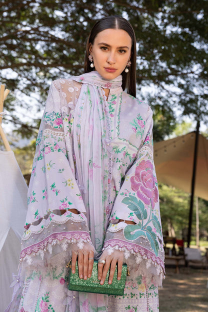 MPT-2904-A | Lilac Printed Lawn Unstitched Suit with Embroidered Side Patches