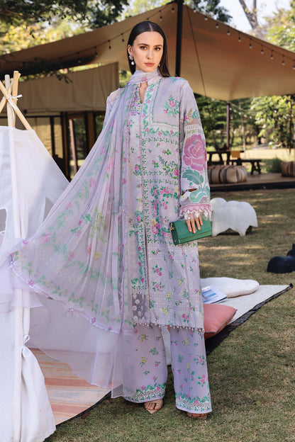 MPT-2904-A | Lilac Printed Lawn Unstitched Suit with Embroidered Side Patches