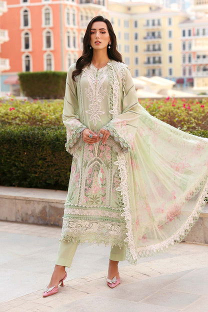 D-2611-A | Apple Green Embroidered Lawn Unstitched Suit with Chiffon Dupatta