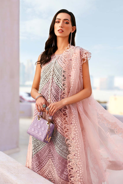 D-2612-B | Lilac Embroidered Lawn Unstitched Suit with Burnout Organza Dupatta