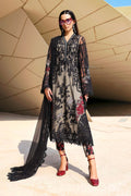 D-2607-B | Black Embroidered Net Unstitched Suit with Chiffon Dupatta