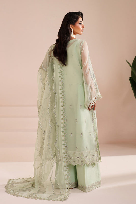 Zyah | Pastel Bamber Chiffon Embroidered Suit with Raw Silk Trousers | ZYAH