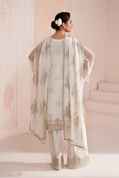 Zeba | Embroidered Bamber Chiffon Shirt with Raw Silk Trousers | ZEBA
