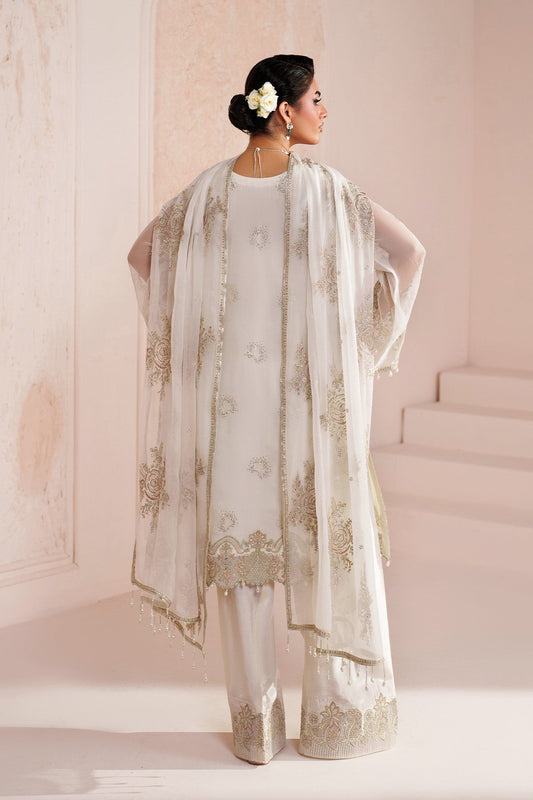 Zeba | Embroidered Bamber Chiffon Shirt with Raw Silk Trousers | ZEBA