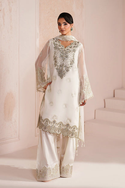 Zeba | Embroidered Bamber Chiffon Shirt with Raw Silk Trousers | ZEBA