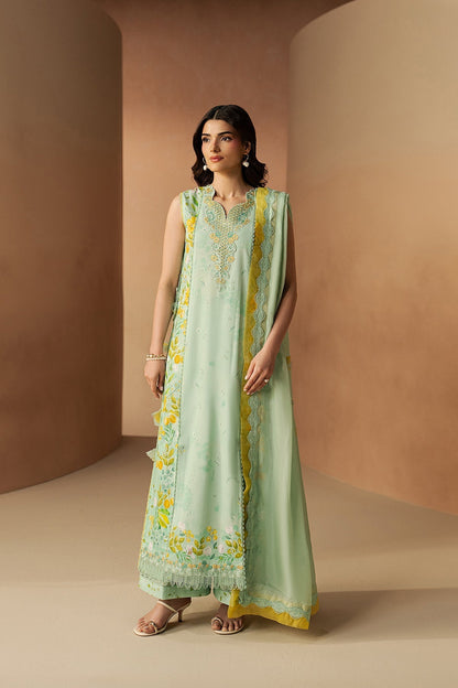 Afrozeh 3 Pc Unstitched Embroidered & Printed Lawn Suit Lumina