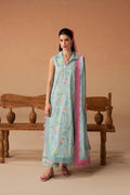 Afrozeh 3 Pc Unstitched Embroidered & Printed Lawn Suit Sunlaced Plum