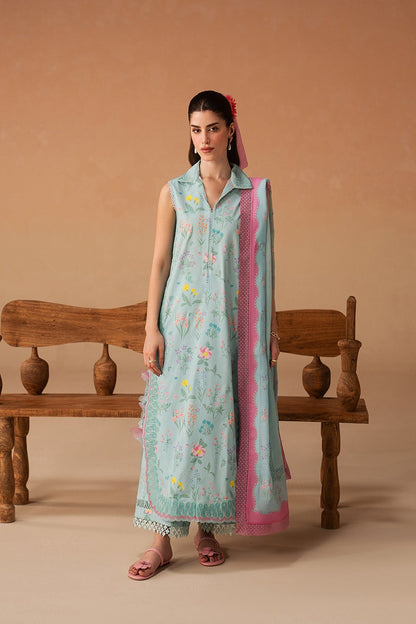 Afrozeh 3 Pc Unstitched Embroidered & Printed Lawn Suit Sunlaced Plum
