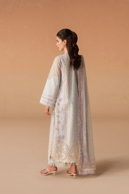 Afrozeh 3 Pc Unstitched Embroidered & Printed Lawn Suit Sunnival Blue