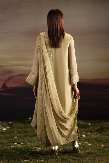 ISHA | Sand Embroidered Chiffon & Organza Unstitched 3-Piece Suit | FWU5701