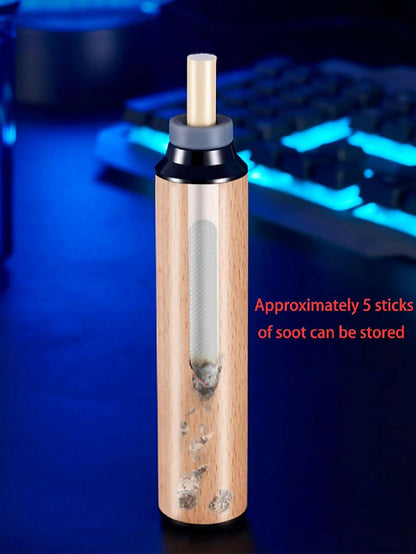 Wooden Car Ashtray Mini Portable Handheld Ash Holder with Anti Soot Flying Cover for Driving Office Use