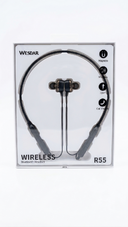 WESDAR R55 Bluetooth Wireless Neckband Handsfree 110mAh Battery And Clear Call Quality