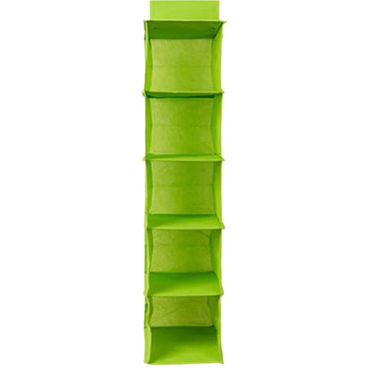 5 Shelf Clothes Hanging Organizer | Foldable Wardrobe Section Storage | Durable Fabric & Plastic