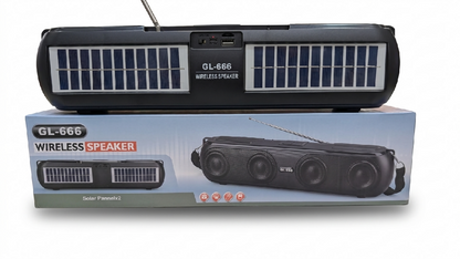 GL 666 Solar Wireless Hybrid Speaker Bluetooth 5 Quad Drivers And 1200mAh Battery