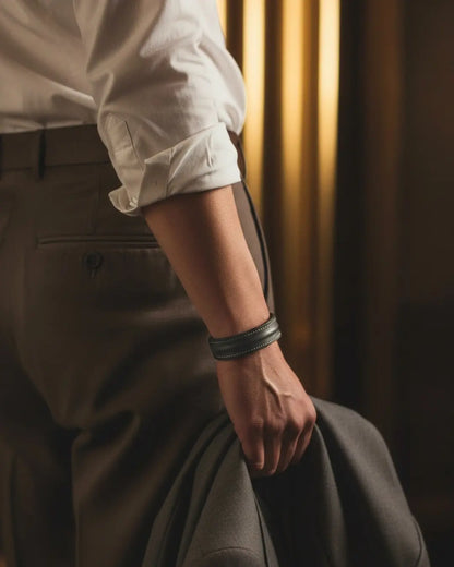 The Grit - Taupe Gray - Kara Style Leather Bracelet / Leather Cuff