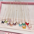 Crystal Butterfly Pendant Necklace for Women – Gold Chain Fashion Jewelry Gift (AWT-108) - Black