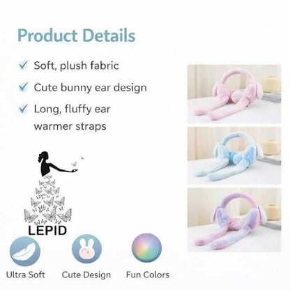 Cute Rabbit Earmuffs for Girls Soft Plush Winter Ear Warmers