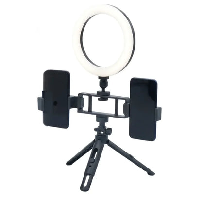 6-Inch Multi-Position Fill Light Selfie Ring Light with Tripod Stand Phone Holder 3 Color Modes USB Powered Multicolor