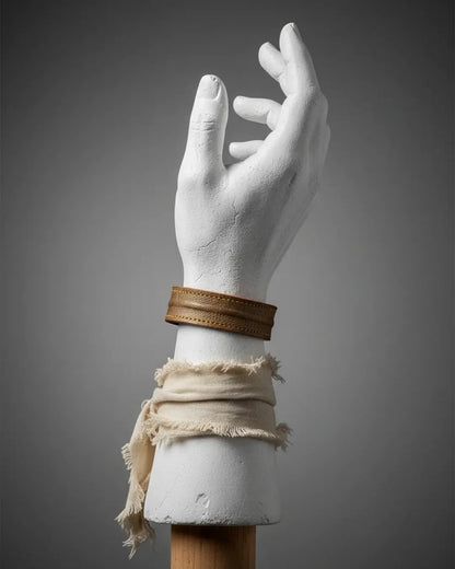 The Grit - Bronze Lizard Texture - Kara Style Leather Bracelet / Leather Cuff