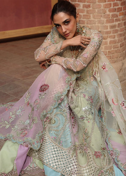 RANGOLI | Ivory Sequinned & Foil Embellished Unstitched Suit | RANGOLI